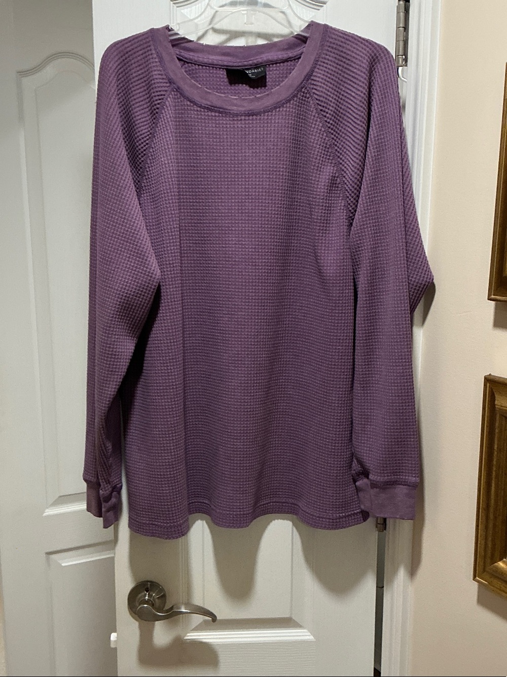 Men’s Purple Ribbed Vintage Distressed Pullover XL (46-48)